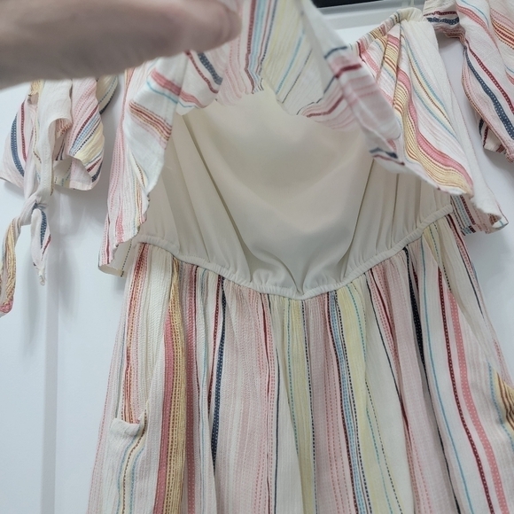Nordstrom BP Off The Shoulder Multi Color Striped Romper Size XS - Picture 8 of 11